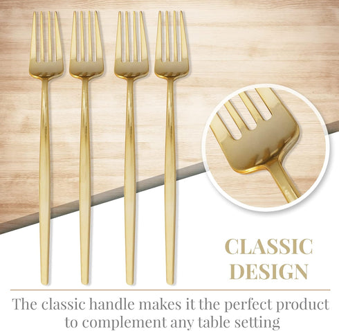 SILVER SPOONS Elegant Disposable Gold Silverware Set, 20 Forks, Gold Flatware Set for Parties, 20 Servings