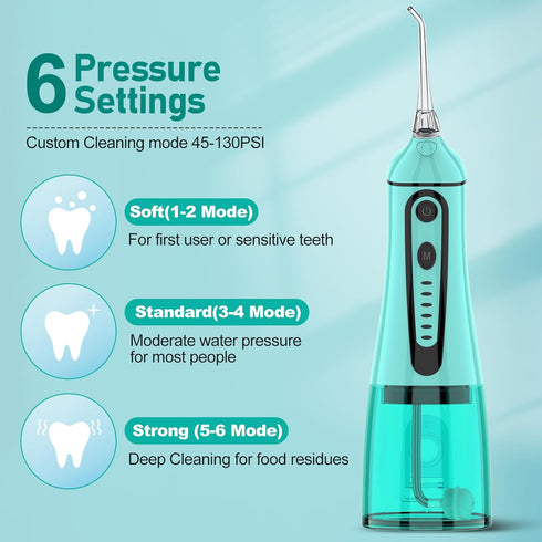 Water Dental Pik Flosser, Grinest 7 Modes Rechargeable Oral Irrigator, IPX7 Waterproof for Home Travel