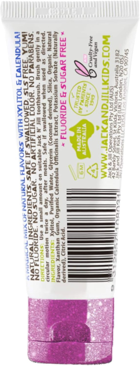 Jack N' Jill Natural Toothpaste - Safe if Swallowed, 40% Xylitol, Fluoride Free, Organic Fruit Flavor, 1.76 oz (Pack of