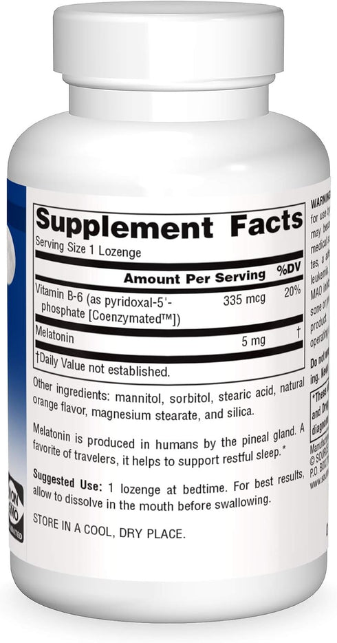 Source Naturals Melatonin, 5 mg, 200 Orange Flavored Lozenges, Dietary Supplement for Sleep*