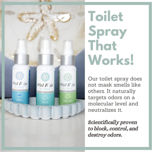 Mist N’ Go by Omaze Travel Bathroom Spray for Toilet Odor Eliminator - Clean Mix, Regular Size (2oz x3)