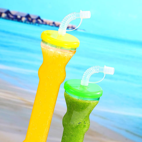 Jingmore 15 17 oz Frozen 5 Pcs Dumbbell Shaped Cups Straw Water Bottle with Straws and Lid for Drinking Margaritas Cold