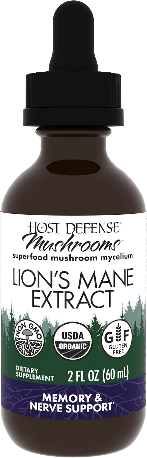 Host Defense Mushrooms Lion's Mane Extract - Lion's Mane Liquid Supplement for