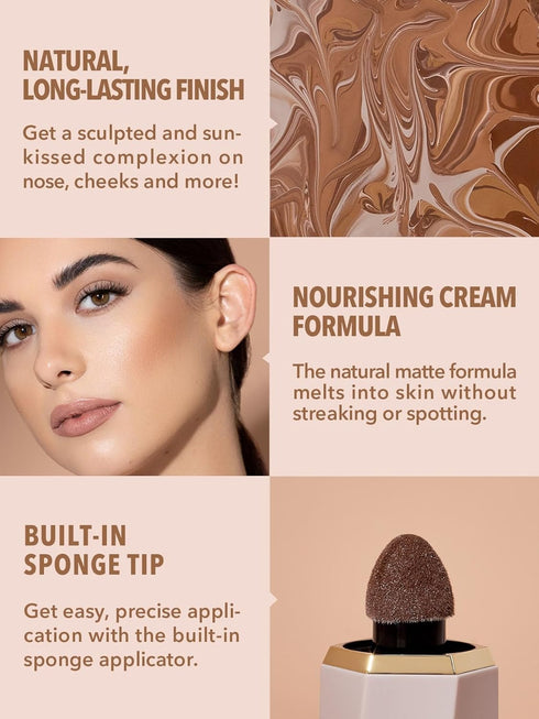 SHEGLAM Sun Sculpt Liquid Contour Stick - Cool Toned, Long Lasting Cream Bronzer, Warm Honey