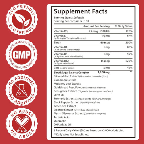 J&H Jasmine&Hyacinth 300 20+ Mulberry Softgels Blood Sugar Complex Supplement | Active Natural Herbs-Cinnamon, Bitter