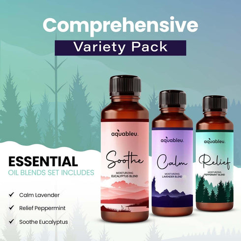 Set 80 ML Packaging Essential Massage Oil Gift - Serenity Trio Sooth, Calm, Relief Includes Lavender, Peppermint