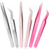 Mudder 6 Pcs Lash Tweezers, High Precision Eyelash Tweezers for Lash Extension, Colorful
