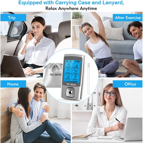 24 Modes Tens Unit Muscle Stimulator, Rechargeable Tens Machine, 8 Electrode Pads, Electric Pulse Massager for Pain