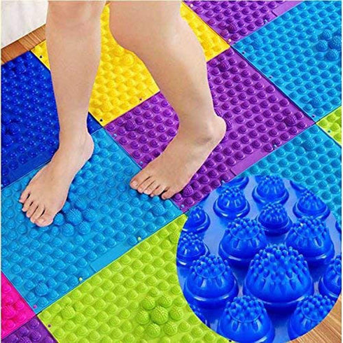 Foot Massage Mat 2 PCS Acupressure Pad Yoga Mat Bathroom Mat Outdoor Game (Blue)