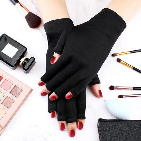 Syhood 3 Pair UV Gloves for Nail Lamp, UPF50+ UV Fingerless Protection Gloves for Manicures
