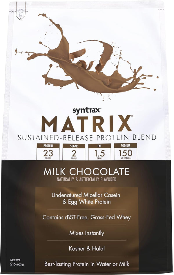 Syntrax Nutrition Matrix Protein Powder, Sustained-Release Blend, Milk Chocolate, 2 lbs