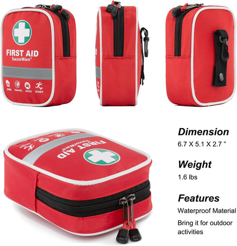 130 Pieces First Aid Kit - Hospital Grade Medical Supplies for Home, Outdoors, Office, Car, Travel, Camping