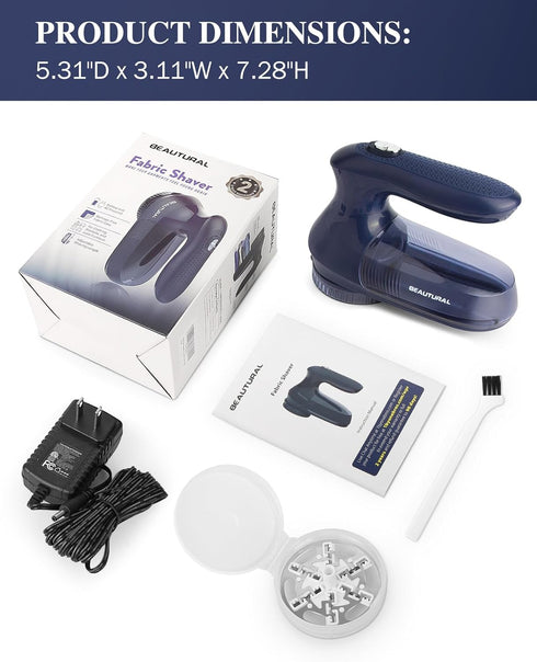 BEAUTURAL Sweater Fabric Shaver Home-Edition, Powerful & Efficient Lint Remover for Clothes and Furniture, AC Adapter