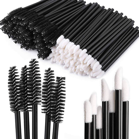 Tbestmax 200 Disposable Mascara Wand Spoolies and Lip Brushes, Lipstick Lipgloss Applicator for Eyelash Extension Kits