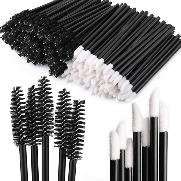 Tbestmax 200 Disposable Mascara Wand Spoolies and Lip Brushes, Lipstick Lipgloss Applicator for Eyelash Extension Kits