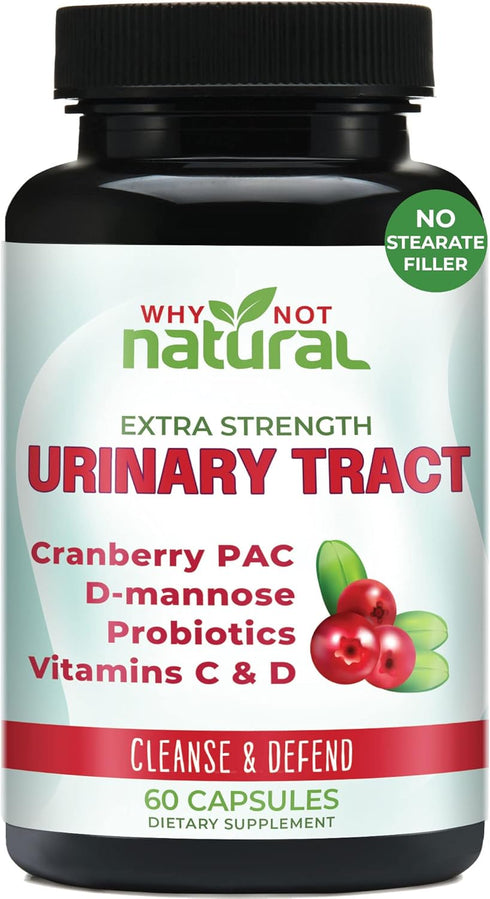 Why Not Natural 5-in-1 UTI Pills with D Mannose, Cranberry PAC Extract, Probiotics, Vitamin C & D - Urinary Health