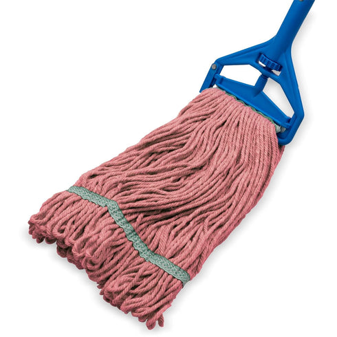 SPARTA Flo-Pac Acrylic Mop Head, Loop-Ended, Narrow Band with 1" Green Band for Organized Medium Cleaning (Pack of 12)