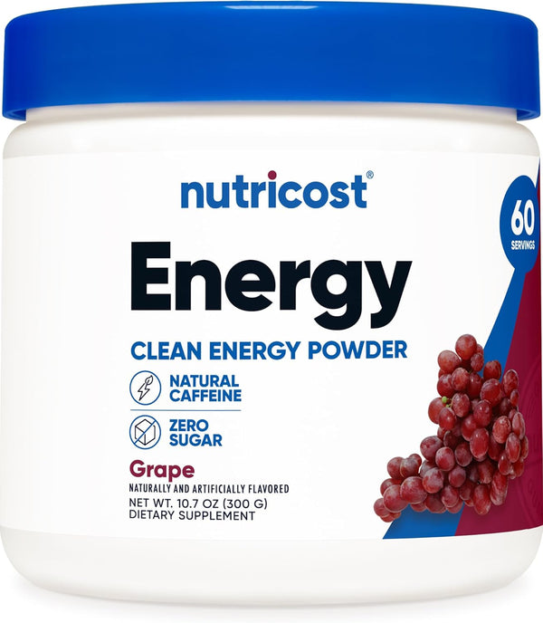 Nutricost Energy Drink Powder - Grape (60 Servings) - Pre Workout Supplement with Natural Flavors, Non-GMO
