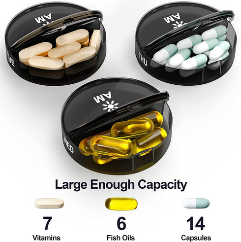 INKULTURE 07 01 Portable Medicine Organizer Box Tablets Container Case Travel Pill Box For days | Black | Pcs