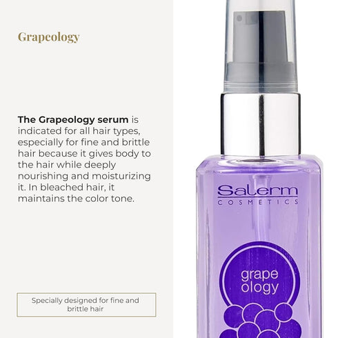 SALERM Grape Seed Oil - Salerm Grapeology Biokera Natura - 60 ml Hydrating Serum for Dry and Damaged Hair.