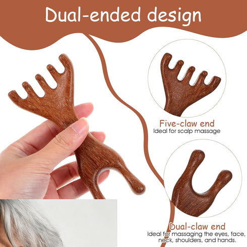 WJIAAA 2 Set 5-Claw Wooden Scalp Massager Comb, Shapes Natural Wooden Hair Growth Scalps Massager Comb Head Wood Scalp