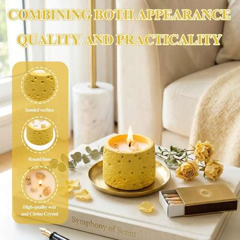 LUXE COVE wt.200g) Scented Candle, Soy Candle, Non-Toxic Aroma Candles, Pear and Freesia Scented, Citrine Crystal, Best