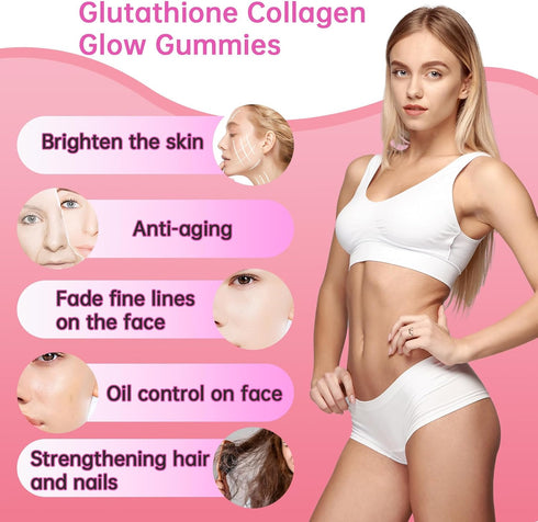 Glutathione Collagen Glow Gummies for Women, 60/120Pcs, Korean Organic Glow Beauty, Anti-Aging Skin Care