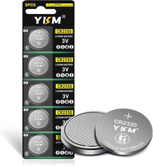 YKM 5 Pack CR2330 Battery ECR2330 BR2330 CR 2330 Lithium 3V Battery for