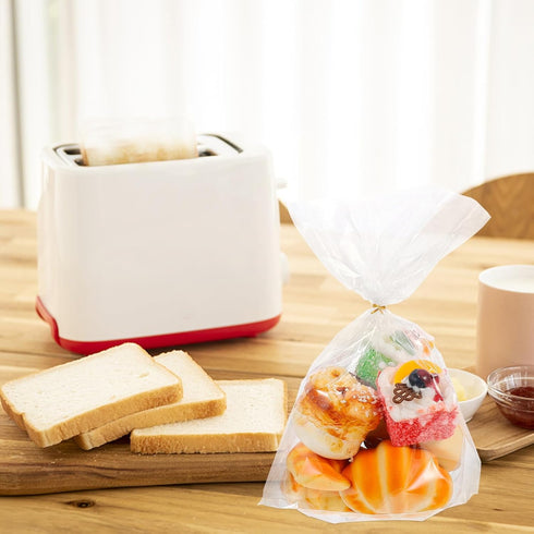 Packaging 100 Sets Gusset Toyvian Bakery Bread Bags Plastic Bread Loaf Pouches with Seal for Cookies Candy and Snack