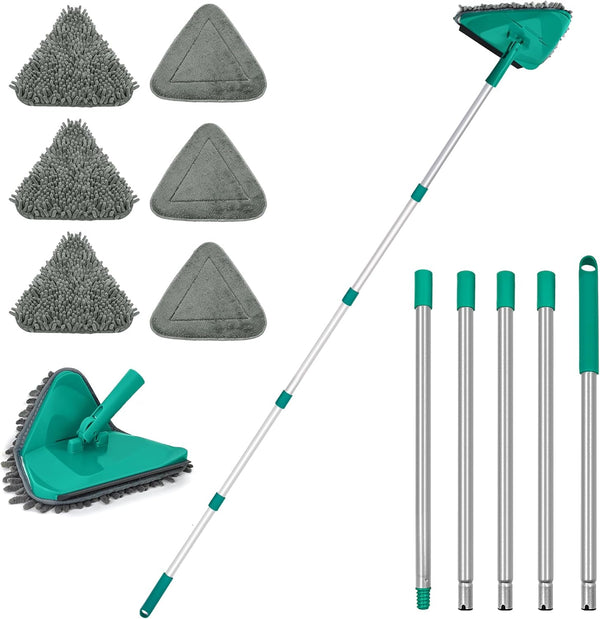 JEHONN Wall Cleaner Mop with Long Handle 82 Inches, 3-in-1 Duster with 6 Replacement Microfiber Pads for Walls
