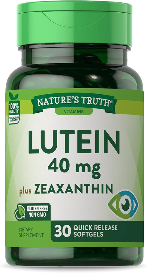Nature's Truth Lutein and Zeaxanthin Supplement, 40mg, 30 Softgels, Non-GMO Gluten Free