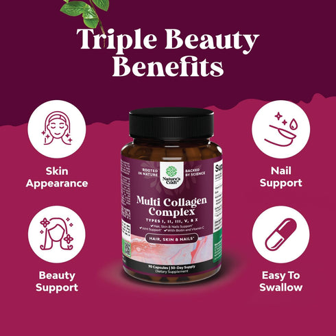 Advanced Multi Collagen Complex - Biotin and Collagen Supplement for Men and Women - Type 1 2 3 5 & X Collagen Pills