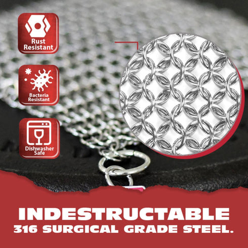 Knapp Made CM Scrubber 9"x6" Small Ring Cast Iron Scrubber, Cleaner for Hard Anodized Cookware, Pans, Grills