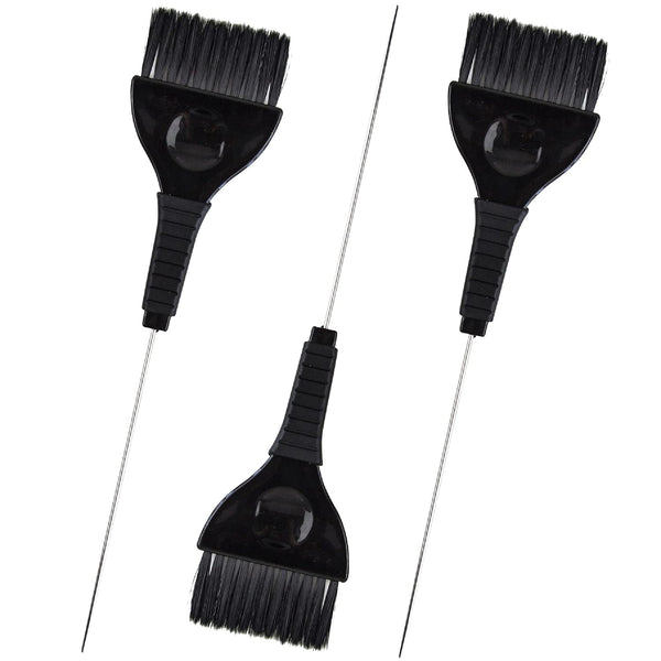 Pintail Hair Dye Brushes - 3 Tint Brushes for Hair Color, Precise Sectioning Applicator, Black Color Brushes for Salon