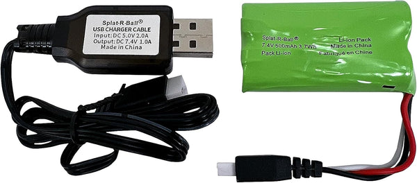 SPLATRBALL 7.4V 500mAh Rechargeable Battery with Charging Cable Included
