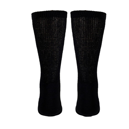 Truform Comfort Crew Diabetic Socks for Men and Women - Mid Calf, Black, Small
