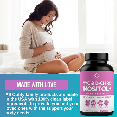 Premium Inositol Supplement - 30 Day Supply - Myo-Inositol and D-Chiro Inositol Plus Folate and Vitamin D for Hormone
