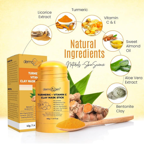 Organic Turmeric Mask Stick for Clear Skin, Acne & Scars Reduction, All-Natural Facial Mask, 1.4 Oz