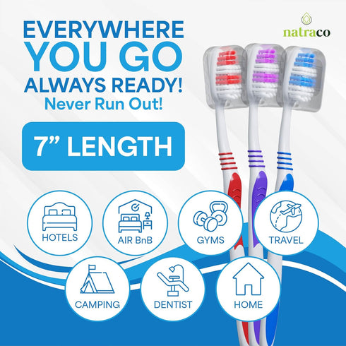 Bulk Toothbrush Pack with Covers, Premium Quality, Individually Wrapped Colorful Tooth Brushes, 100