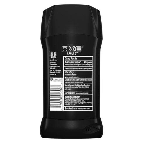 AXE Apollo Antiperspirant Deodorant Stick For Men Sage & Cedarwood 48 Hr Anti Sweat Mens Deodorant, 2.7 Ounce (Pack of 4)