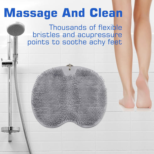 SZZYXD Shower Foot Scrubber Mat Back Washer Exfoliating Bath Wash Pad Wall Mounted Slip Suction Cups for Use in Cleaner