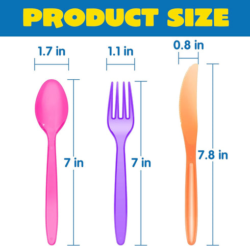 JOYIN 288 PCs Plastic Cutlery Hard Utensils for Cinco De Mayo Celebrations, Luau Party, Taco Tuesday Event, Mexican