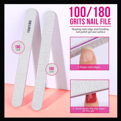 Teenitor Gel Nail Remover Kit with 10pcs Gel Clip Remover, Nail Files, Buffer Block, Cuticle Peeler, Cotton Pads