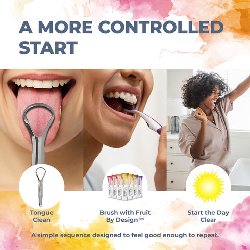 Set 420 Dr. Whites Precision Tongue Care Morning Routine Single Grip | Stainless Steel Tongue Cleaner + Pure Pineapple