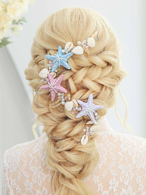 Unicra Seashell Bride Wedding Hair Vine - Starfish Bridal Headband, Pearl Beach Accessories for Women and Girls