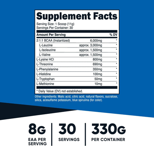 Nutricost EAA Powder, 30 Servings (Blue Raspberry) - Essential Amino Acids, Non-GMO, Gluten Free