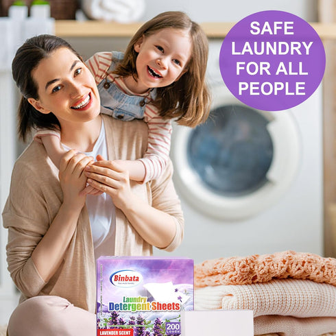 Laundry Detergent Sheets, 200 Loads, Lavender Scent, Hypoallergenic, Biodegradable, Liquidless, Suitable for Sensitive