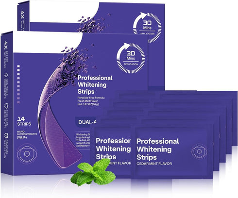 Teeth Whitening Strips, Peroxide-Free Whitening Kit with Hydroxyapatite, Easy at-Home Teeth Whitening