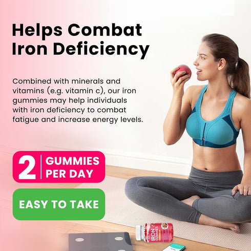 Gummies B12, 60 Gummies Iron with Multivitamin, Iron Supplement for Women & Men with Zinc, Vitamin B Complex & C