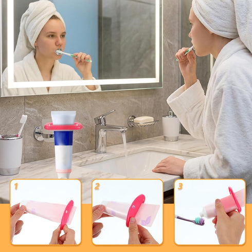 SULIKJHUI 8 (4 3.42 1.45 Pcs Toothpaste Tube Squeezer Tool, Plastic Clip Dispenser for Toothpaste & Cosmetics, Prevents